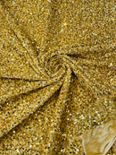 Stretch Velvet Sequins Fabric - Gold - Velvet Sequins 2 Way Stretch 58/60” By Yard