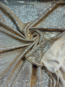 Mille Striped Stretch Sequins - Gold - 4 Way Stretch Spandex Sequins Striped Fabric By The Yard