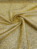 3D Beaded Lace Fabric - Gold - Heavy Embroidery Handmade Lace, Beaded Fabric By Yard