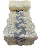 14" Metallic Floral Design Lace Table Runner - Gold / Ivory - Event Table Decor Runner Sold By Yard