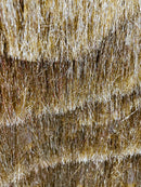 Metallic Fringe Eyelash Design - Embroidered 2 Way Stretch Fancy Fringe By Yard