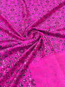Bandana Print Fabrics - Hot Pink - Lycra Spandex Bandana Fabric Sold By The Yard