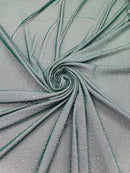 Power Mesh Polyester Rhinestone Fabric - Hunter Green - 4 Way Stretch Power Mesh Fabric Crystal Stones By Yard