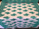 Floral Turquoise Embroidered Lace Fabric with Sequins Fancy Embroidery Design Fabrics By The Yard