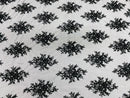 Floral Cluster Beads - Black - Embroidered Beaded Flower Design Fabric on Mesh