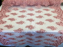 Floral Pink Embroidered Lace Fabric with Sequins Fancy Embroidery Design Fabrics By The Yard