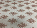 Floral Cluster Beads - Blush - Embroidered Beaded Flower Design Fabric on Mesh