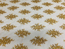 Floral Cluster Beads - Gold Metallic - Embroidered Beaded Flower Design Fabric on Mesh