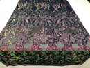 Iridescent Rainbow - 4 Way Stretch Embroidered Royalty Sequins Design Fabric By Yard