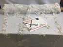 Floral - White - 3D Beaded Embroidery Fabric with Rhinestones - Beautiful Design by The Yard