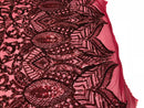 Fabric 4 Way Stretch By The Yard - Burgundy - Embroidered Mesh Fabric Sold By The Yard