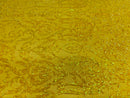 Damask Decor Sequins - Iridescent Yellow - 4 Way Stretch Design High Quality Fabric On Mesh