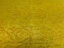 Damask Decor Sequins - Iridescent Yellow - 4 Way Stretch Design High Quality Fabric On Mesh