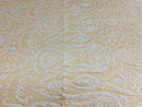 Damask Decor Sequins - White on Nude Mesh - 4 Way Stretch Design High Quality Fabric On Mesh