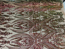 Big Damask Sequins Fabric - Iridescent Pink/Green - 4 Way Stretch Damask Sequins Design Fabric By Yard
