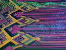 Triangle Multi Color Sequins - Magenta Yellow Green  - 4 Way Stretch Chevron Sequins Fabric By Yard