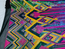 Triangle Multi Color Sequins - Magenta Yellow Green  - 4 Way Stretch Chevron Sequins Fabric By Yard