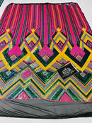 Triangle Multi Color Sequins - Magenta Yellow Green  - 4 Way Stretch Chevron Sequins Fabric By Yard