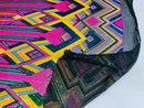 Triangle Multi Color Sequins - Magenta Yellow Green  - 4 Way Stretch Chevron Sequins Fabric By Yard