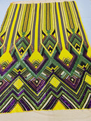 Triangle Multi Color Sequins - Purple Yellow Green  - 4 Way Stretch Chevron Sequins Fabric By Yard