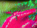 Reversible Sequins - Hot Pink / Lime Green - Mermaid Sequins Stretch Fabric By Yard