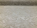 Beaded Zebra Pattern Fabric Ivory Embroidered Hand beaded Lace Design Fabrics By The Yard