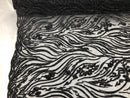 Beaded Zebra Pattern Fabric Black Embroidered Hand beaded Lace Design Fabrics By The Yard