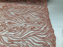 Beaded Zebra Pattern Fabric Pink Embroidered Hand beaded Lace Design Fabrics By The Yard