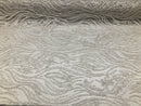 Beaded Zebra Pattern Fabric White Embroidered Hand beaded Lace Design Fabrics By The Yard