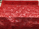 Beaded Zebra Pattern Fabric Red Embroidered Hand beaded Lace Design Fabrics By The Yard