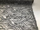 Beaded Zebra Pattern Fabric Silver Embroidered Hand beaded Lace Design Fabrics By The Yard