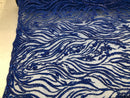 Beaded Zebra Pattern Fabric Royal Blue Embroidered Hand beaded Lace Design Fabrics By The Yard