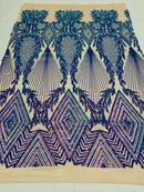 Triangle Sequin Fabric - Iridescent Lavender - Geometric Designs Spandex Mesh