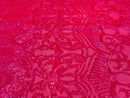 Holographic Neon Pink Sequins - 4 Way Stretch Embroidered Royalty Sequins Fancy Design Fabric By Yard