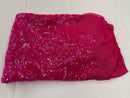 Holographic Neon Pink Sequins - 4 Way Stretch Embroidered Royalty Sequins Fancy Design Fabric By Yard