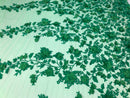 Green 3D Floral Design Embroider With Pearls On A Mesh Lace Dresses-Prom-Nightgown By Yard