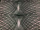4 Way Stretch  Sequins Geometric Fabric Hunter Green Lace Mesh Dress Fashion By The Yard