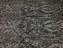 Fancy Design Sequins Fabric with 4 Way Stretch - Silver -  Beautiful Fabrics Sold By The Yard