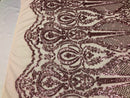 Fancy Design Sequins Fabric with 4 Way Stretch - Pink  -  Beautiful Fabrics Sold By The Yard