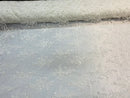Lace Fabric - Ivory - Corded Flower Embroidery With Sequins on Mesh Polyester By The Yard