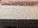 Pink 3D Floral Design Embroider With Pearls On A Mesh Lace Dresses-Prom-Nightgown By Yard