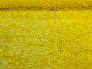 Luxury Feather Sequins - Yellow - 4 Way Stretch Glamorous Fringe Feather Sequins Fabric