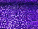Luxury Feather Sequins - Purple - 4 Way Stretch Glamorous Fringe Feather Sequins Fabric