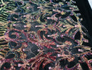 Luxury Feather Sequins - Iridescent Rainbow - 4 Way Stretch Glamorous Fringe Feather Sequins Fabric