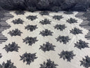 Beaded Fabric - Charcoal - Hand Embroidery Lace Bridal Floral Mesh Dress Fabric By Yard