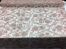 Beaded Floral - BLUSH - Luxury Wedding Bridal Embroidery Lace Fabric Sold By The Yard