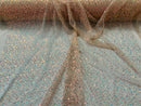 Beaded Mesh Fabric - Blush - Embroidered Beaded Wedding Bridal Fabric By The Yard