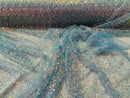 Beaded Mesh Fabric - Baby Blue - Embroidered Beaded Wedding Bridal Fabric By The Yard