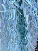Sword Shape Hanging Sequins - Baby Blue -  Iridescent Hanging Sequins On Mesh Fabric By Yard
