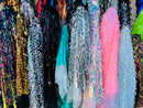 Sword Shape Hanging Sequins - Multi-Color -  Iridescent Hanging Sequins On Mesh Fabric By Yard